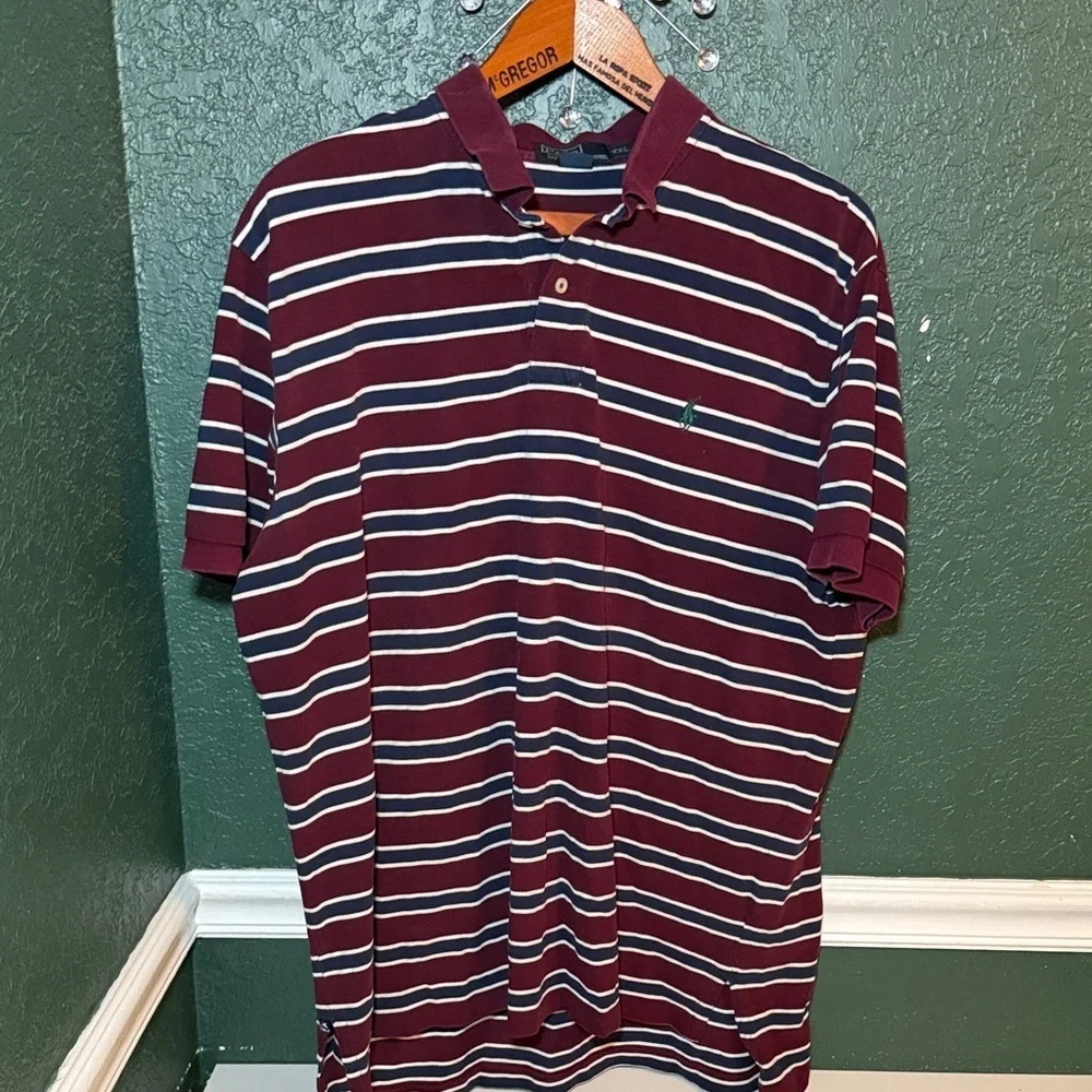 Polo Ralph Lauren Classic Fit Striped Soft Polo Shirt XXL Maroon